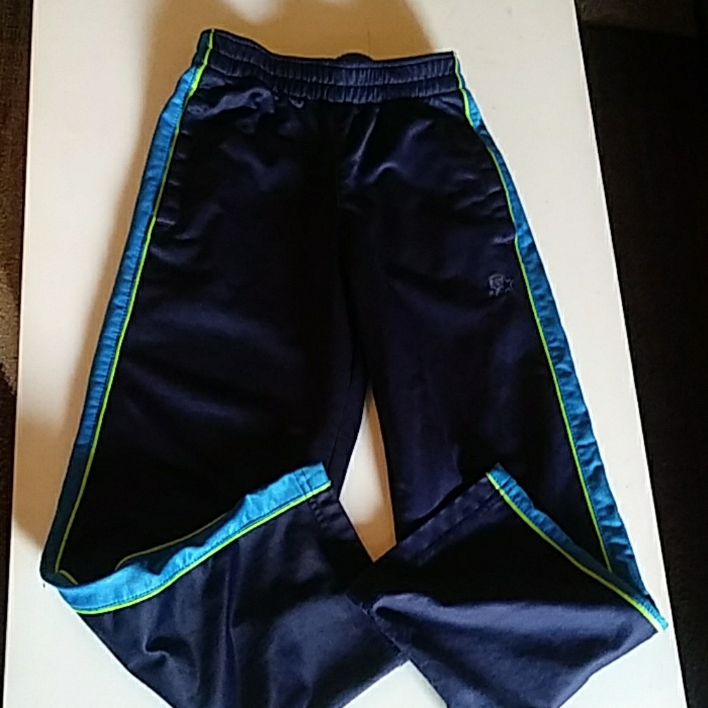 Blue and green boy starter jogging pants.